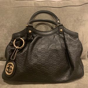 Gucci Black Leather Medium Tote Bag